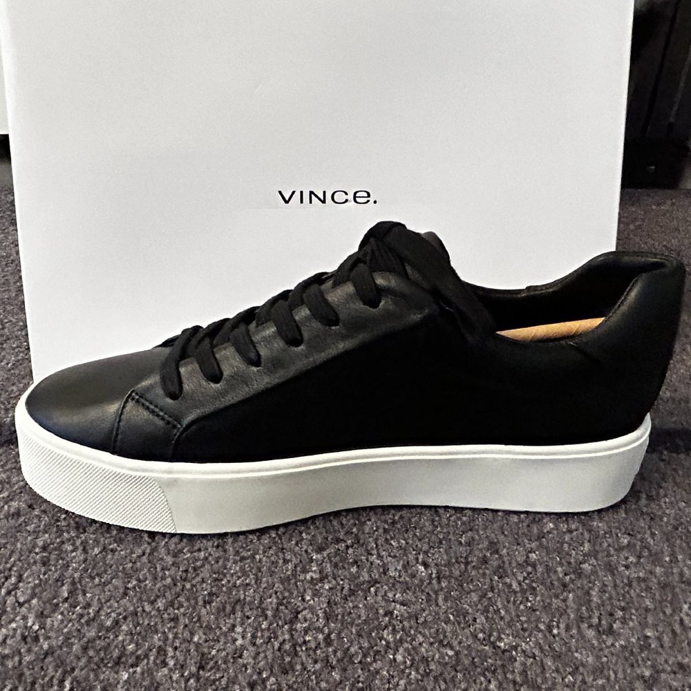 NEW! Vince Benfield-B Leather Sneaker Black Size 9